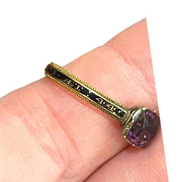 Antique Georgian Mourning enameled ring 1773 Authentic Purple paste 18k … - Picture 6 of 9